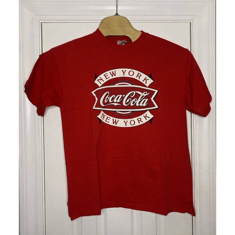 Vintage 1991 Coca Cola New York New York Split Side‎ Hem Red Large USA